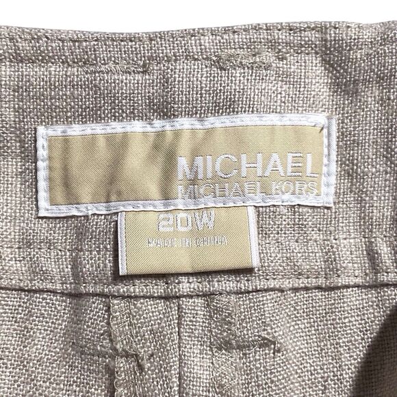 NWT MICHAEL KORS Wide-Leg Linen Trousers Size 20W Beige - Picture 3 of 16